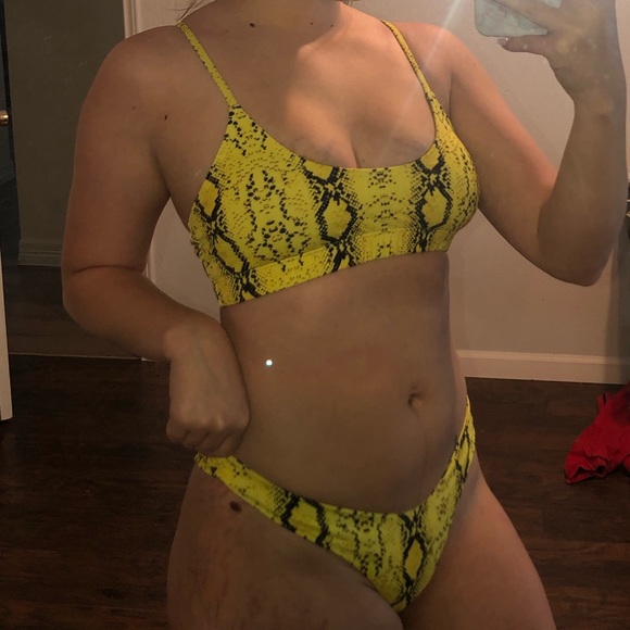 yellow snakeskin bikini
